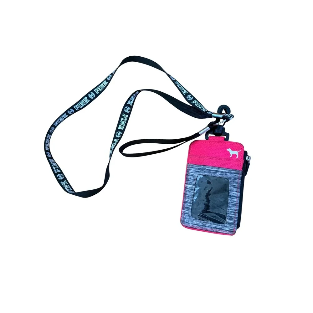 Vintage Y2K‎ 2000s Victoria's Secret PINK Lanyard ID Case Wallet Neon Pink